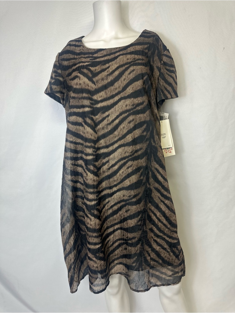NWT OLIVIA ROSE NEW YORK SIZE 16 DRESS BROWN/ Black 100% Polyester Vintage